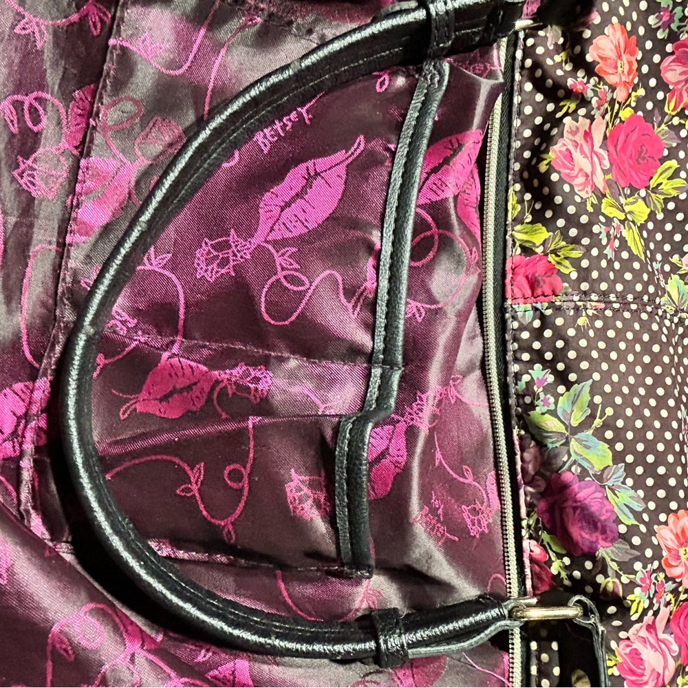 Floral Polka Dot Tote Bag with Gold Chain Handles - Picture 3 of 9